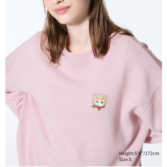Mofusand x Uniqlo Collab Printed Embroidered Sweatshirt in Pink XXL - Picture 1 of 8